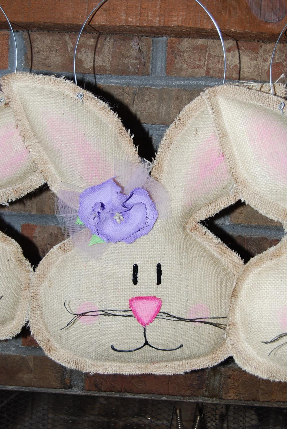 Natural Burlap Girl Easter Spring Bunny Door Hanger Wall Decor